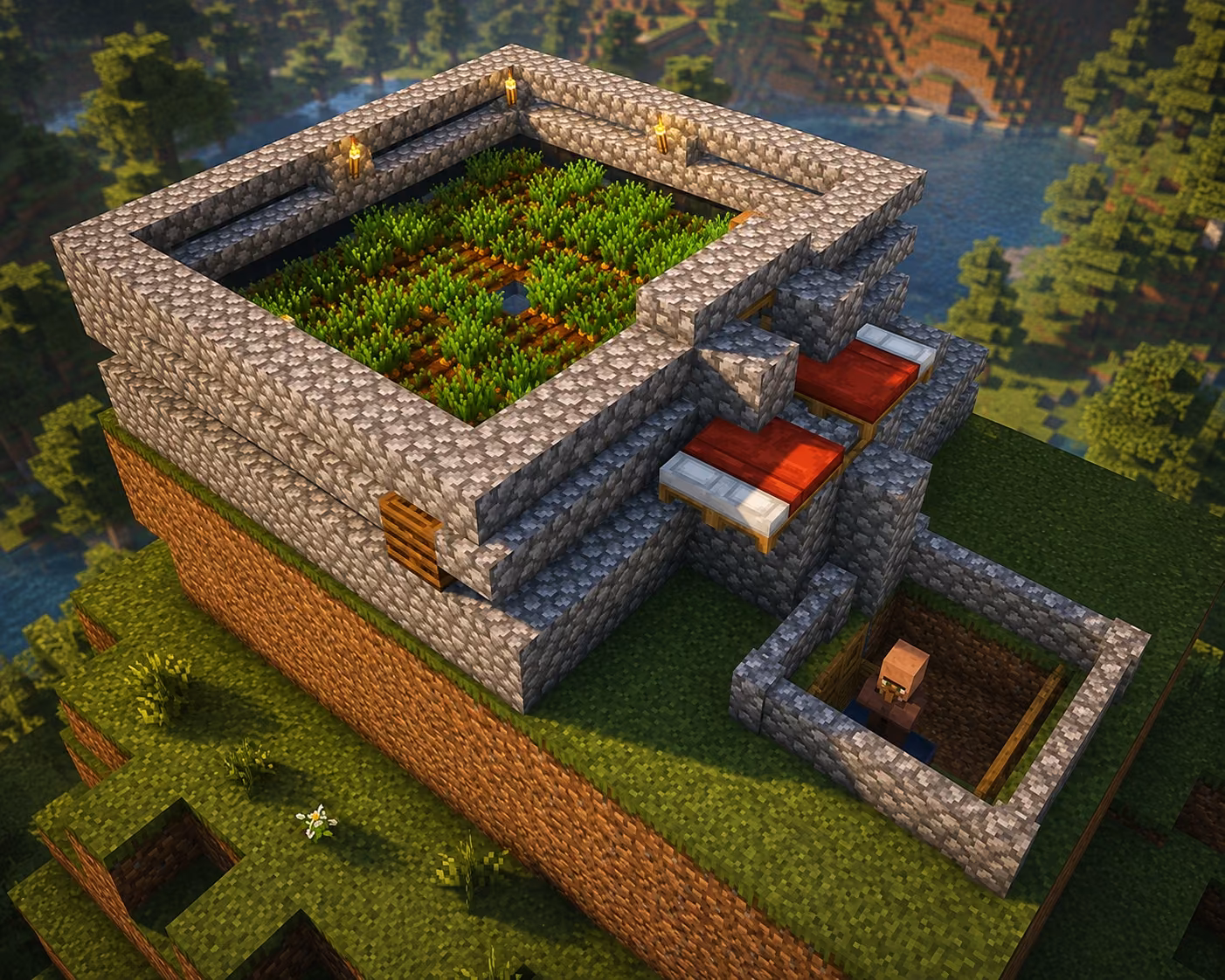 Compact Carrot Farm & Villager Breeder by LuisTec