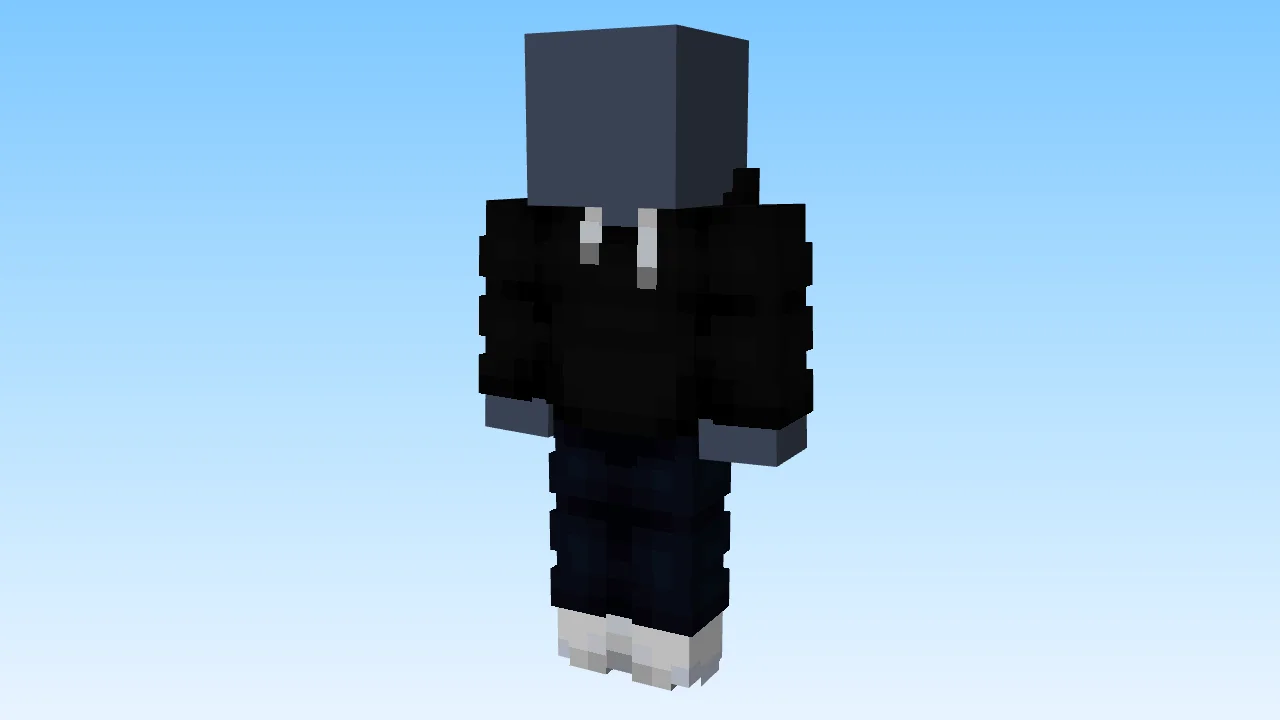 Black Sweater w/ Hood & Dark Blue Jeans