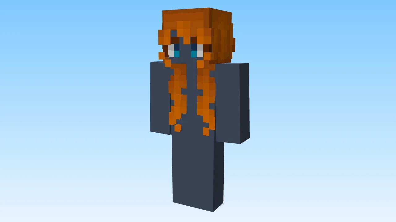 Wavy Ginger Orange w/ Pigtails