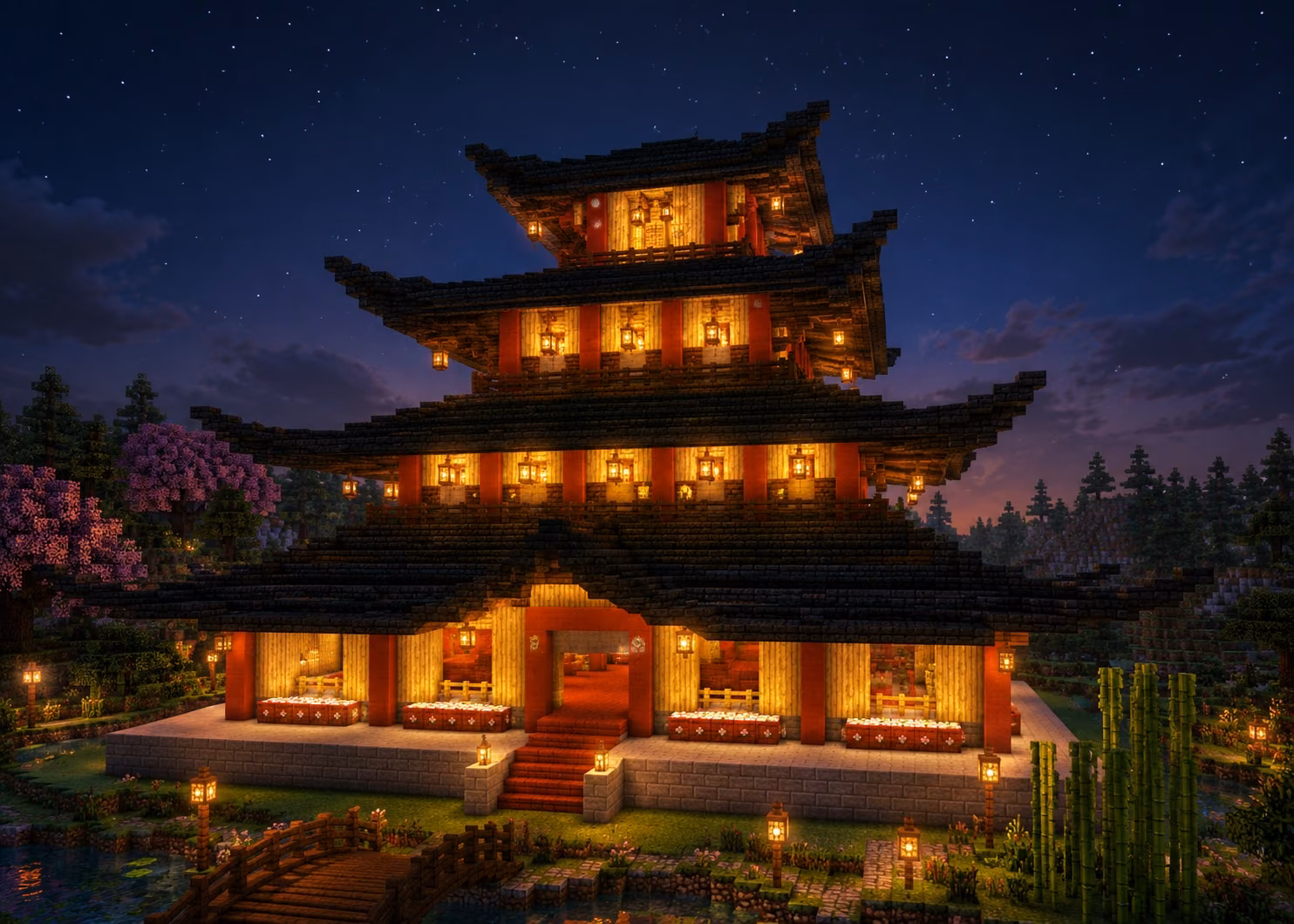 Moonlit Japanese Temple